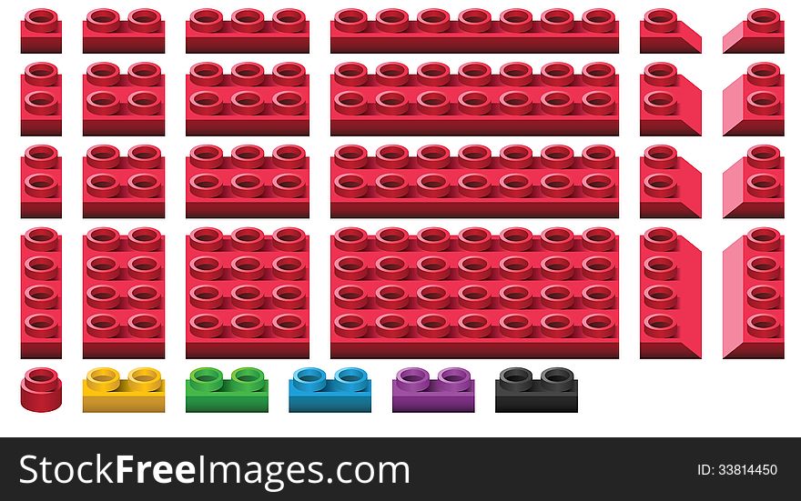 Vector set of different shaped plastic blocks. Vector set of different shaped plastic blocks.