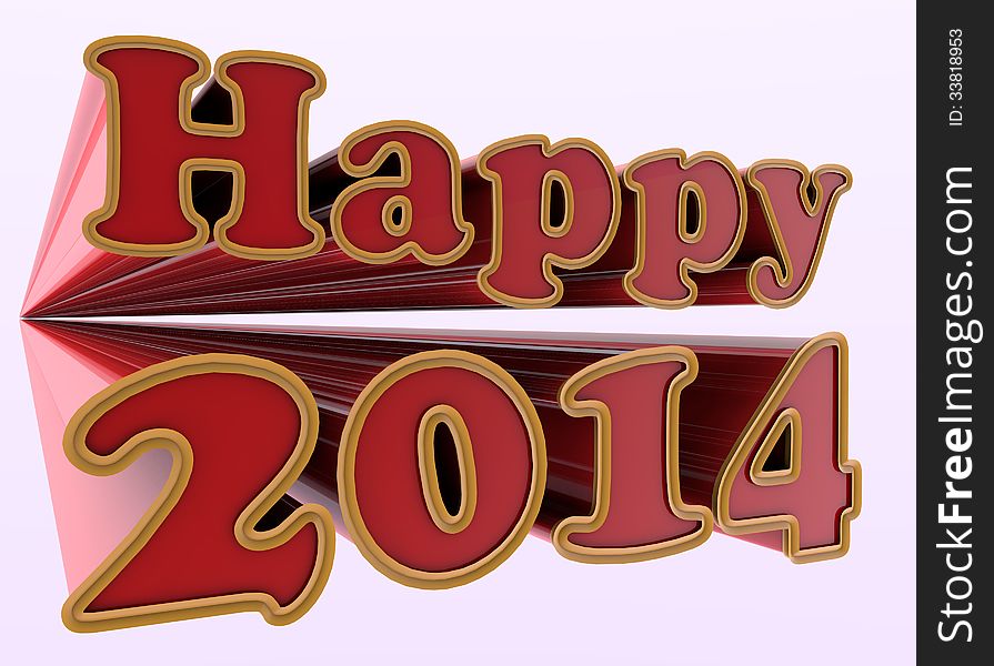3D text on New Year 2014 ,great for print ,presentation or web