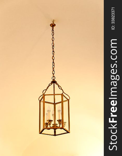 Antique lamp hanging from the ceiling