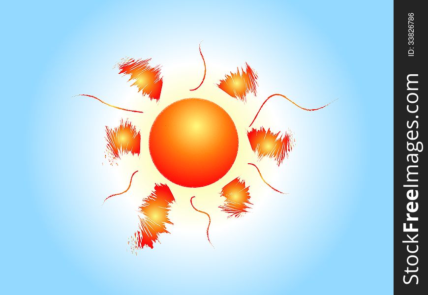A vector based illustration of a conceptual sun logo.