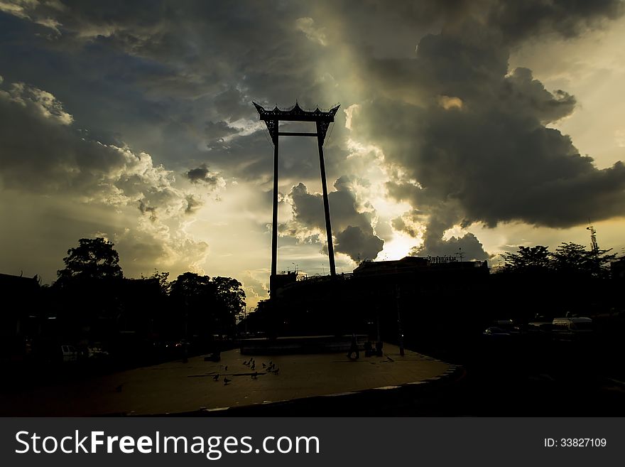 Giant Swing in Bangkok at a silhouette. Giant Swing in Bangkok at a silhouette.