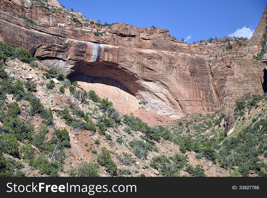 Natural Rock Arch in Zion National Park. Natural Rock Arch in Zion National Park