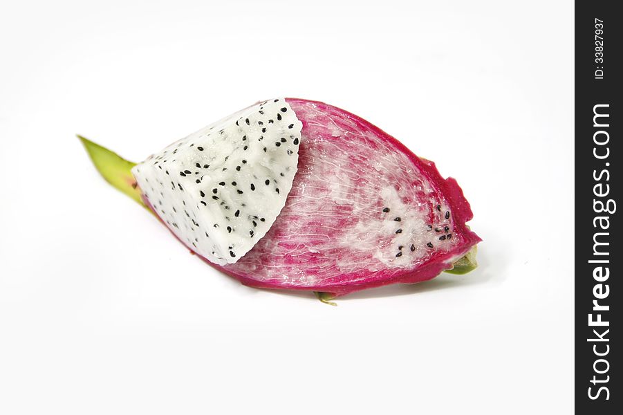 Beautiful red dragon fruit on white background