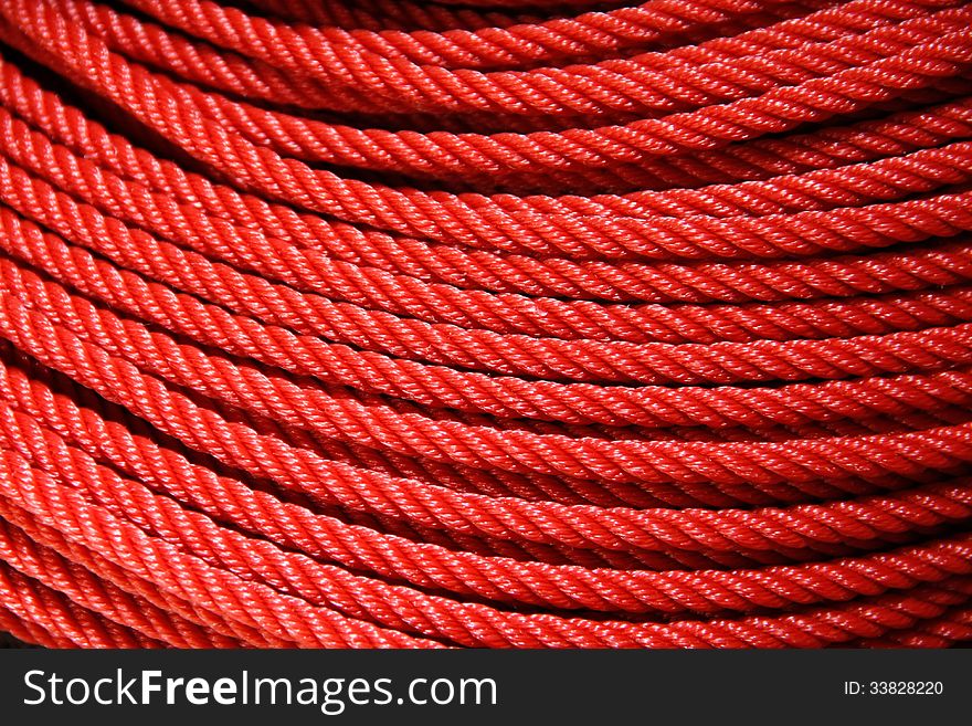 Roll texture of red nylon rope