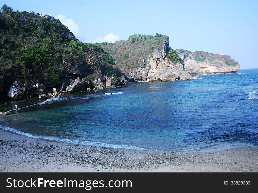 Gesing beautiful beach in the district of Gunungkidul, Yogyakarta, Indonesia