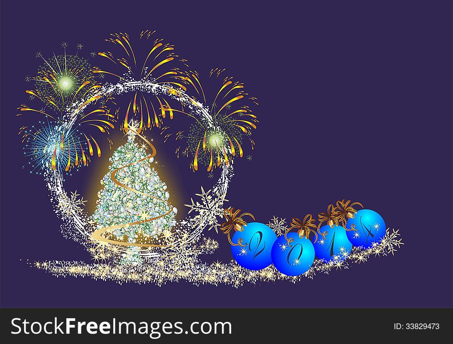 Composition with Christmas tree for New Year. Composition with Christmas tree for New Year