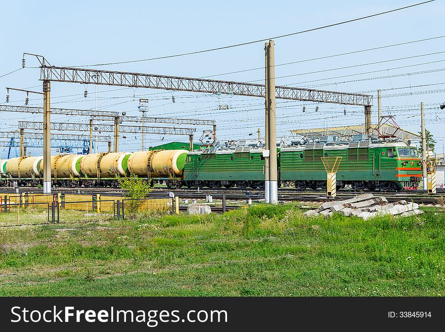 Freight train with petroleum.Russia railways