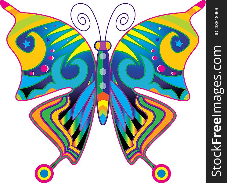 Colorful butterfly in white background