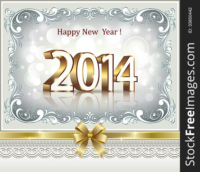 Christmas gift card in 2014 in the original decorative frame. Christmas gift card in 2014 in the original decorative frame