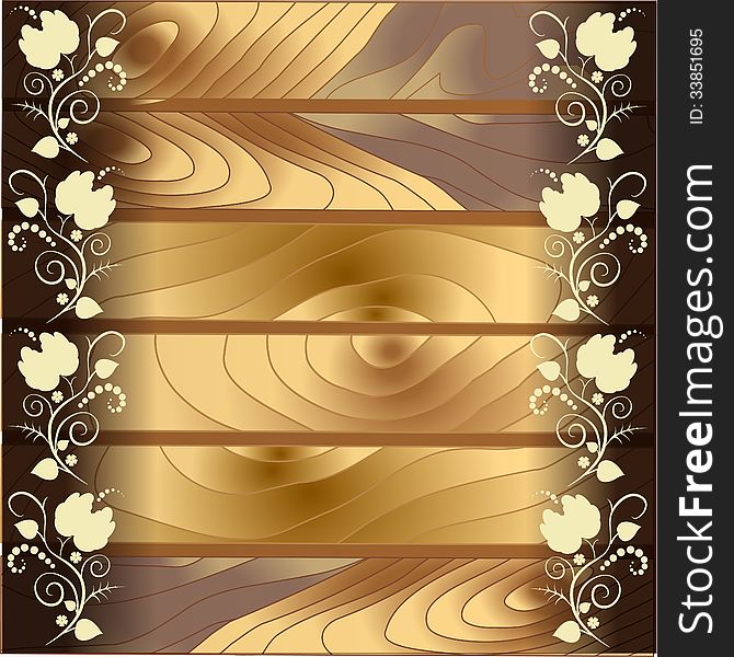 Wooden background with beautiful floral pattern. Wooden background with beautiful floral pattern