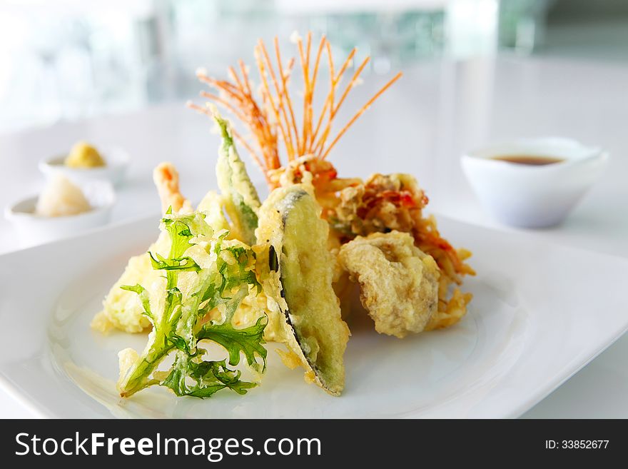Japanese eat fried fish and seafood products. Japanese eat fried fish and seafood products