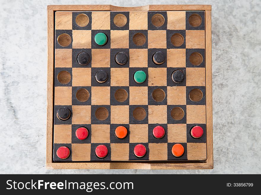 Wooden board game on table