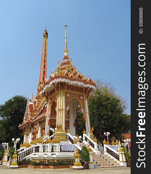 Beautiful buddhist monastery in Thailand, decorated with gold