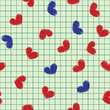Seamless With Ink Painted Hearts On A Sheet Of Not Stock Images