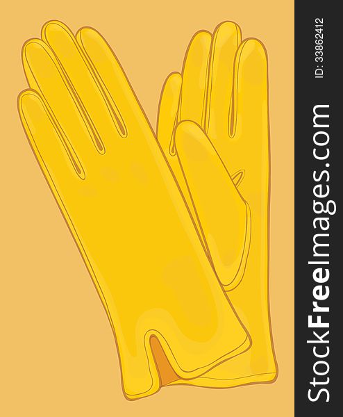 Illustration of a pair of yellow gloves, vector version is available