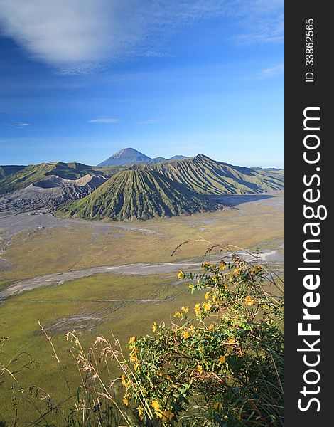 Bromo Volcano Mountain in Tengger Semeru National Park at sunrise, East Java, Indonesia