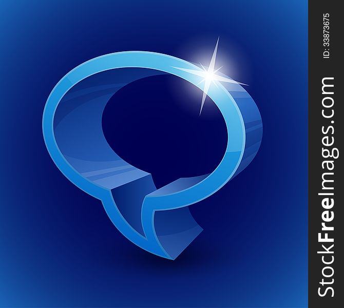 Shining 3d Chat bubble symbol on blue background. RGB EPS 10 illustration