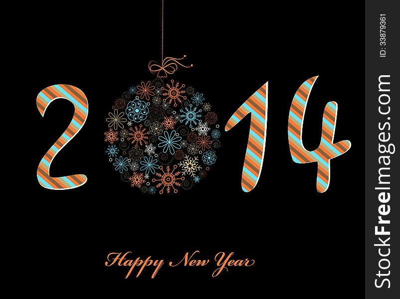 Happy new year greeting card. 2014 year. Vector