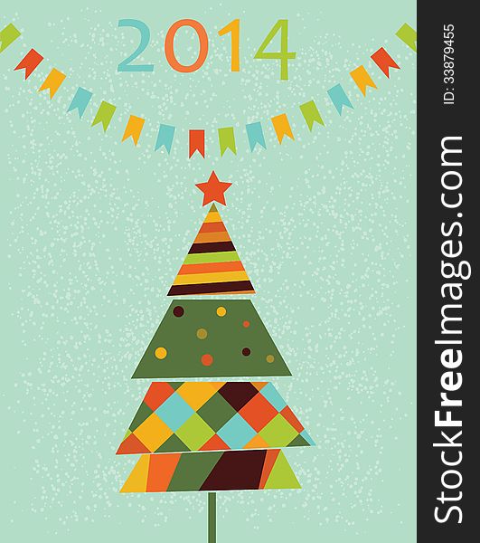 Decoration with stylized fir tree. Vector