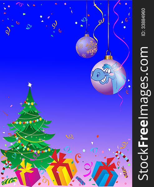 Background With A Christmas Tree And Balls