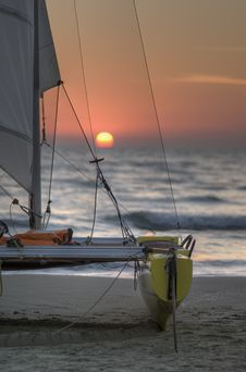 Catamaran At Sunset Royalty Free Stock Images