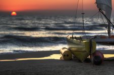Catamaran At Sunset Stock Photography