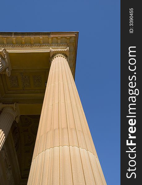 Classical Ionic Column detail in perspective towards blue sky. Art Gallery of NSW, Australia. Classical Ionic Column detail in perspective towards blue sky. Art Gallery of NSW, Australia