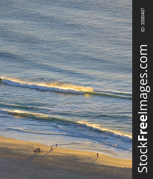 Aerial view of the Beach at sunrise. Aerial view of the Beach at sunrise