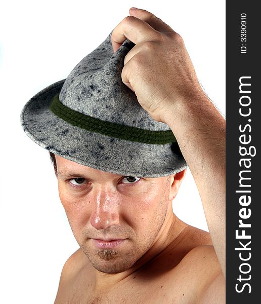 A young farmer with his typical Tyrolean hat. A young farmer with his typical Tyrolean hat.