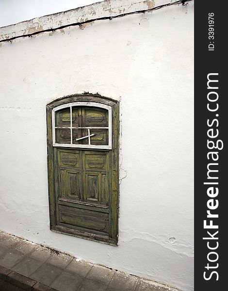 A window on a wall in lanzarote. A window on a wall in lanzarote