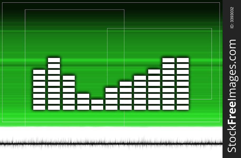 Green modern abstract background with sound equalizer. Green modern abstract background with sound equalizer