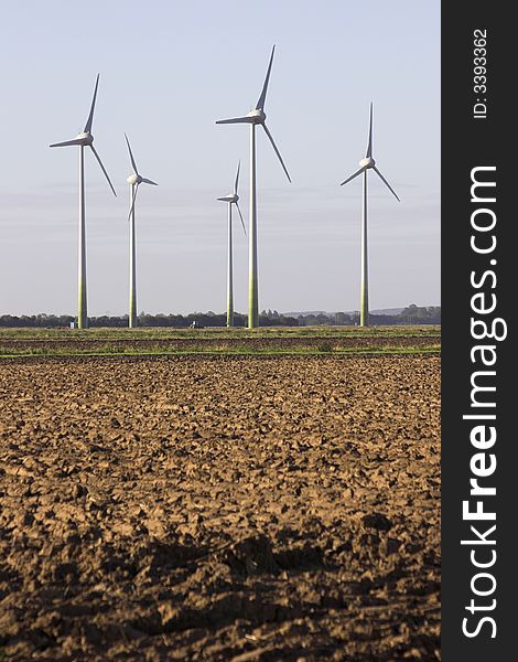 Wind turbines on agricultural land