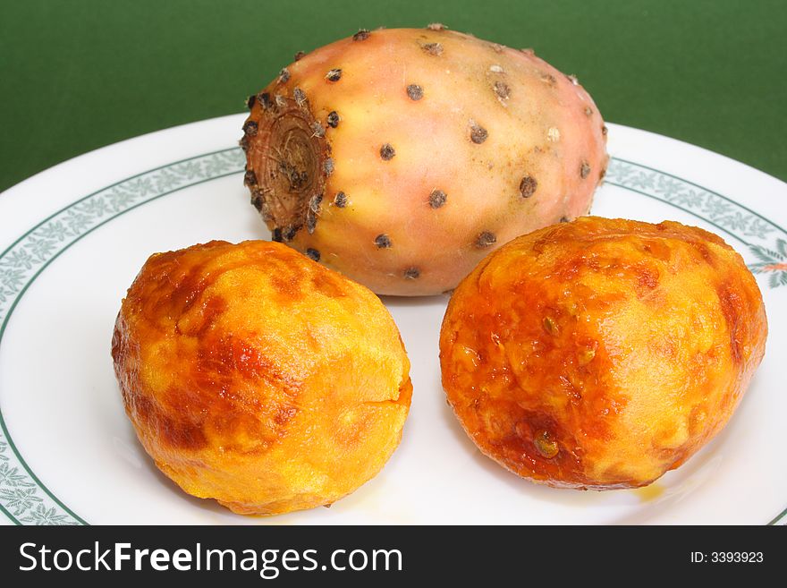 Two fresh cactus fruits ready to eat