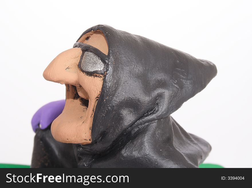 Close up of the face of a Halloween funny witch