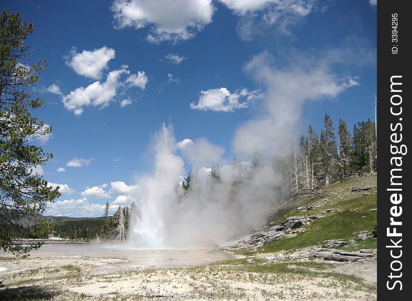 Grand Geyser is one of many geysers in Yellowstone National Park