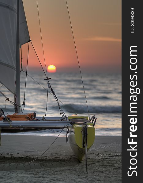 Catamaran at sunset