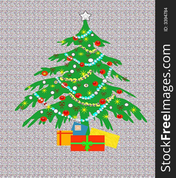 3D Christmas tree with ornaments and gifts illustration. 3D Christmas tree with ornaments and gifts illustration