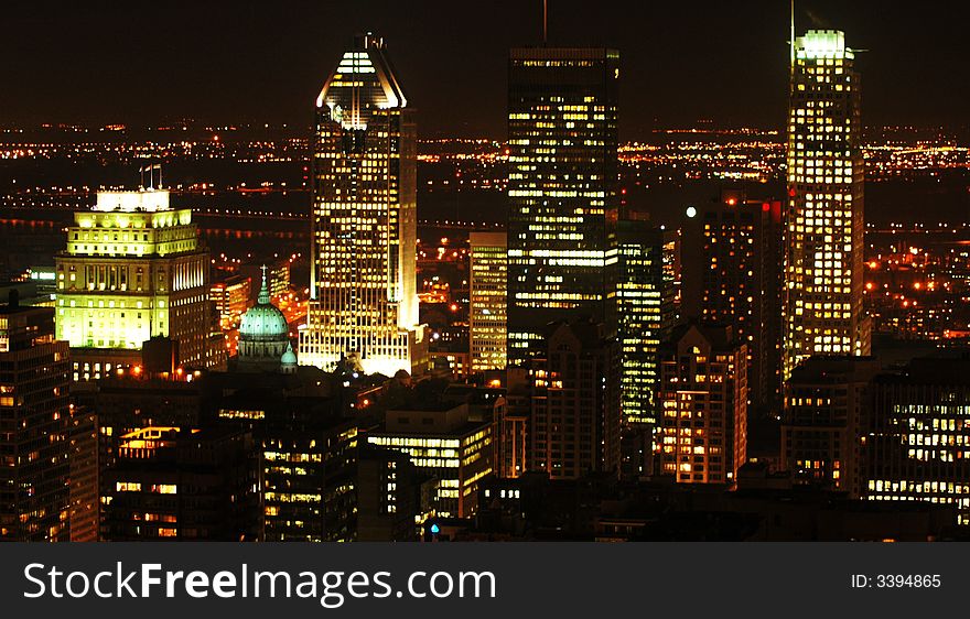 Cityscape of Montreal at night