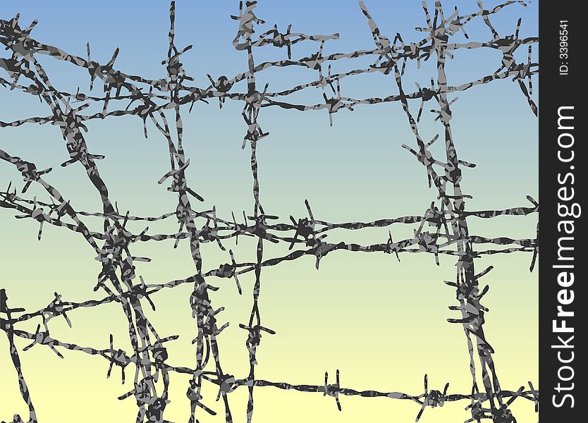 Editable vector illustration of tangled barbed wire. Editable vector illustration of tangled barbed wire