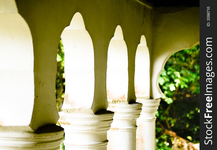 Columns of abandoned mansion once occupied by the French Embassy in Singapore. Columns of abandoned mansion once occupied by the French Embassy in Singapore