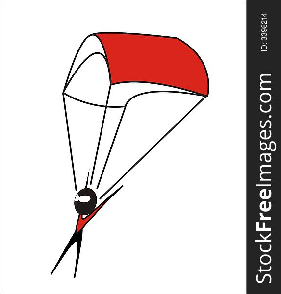 Parachuter silhouette  -  illustration or clip-art. Parachuter silhouette  -  illustration or clip-art
