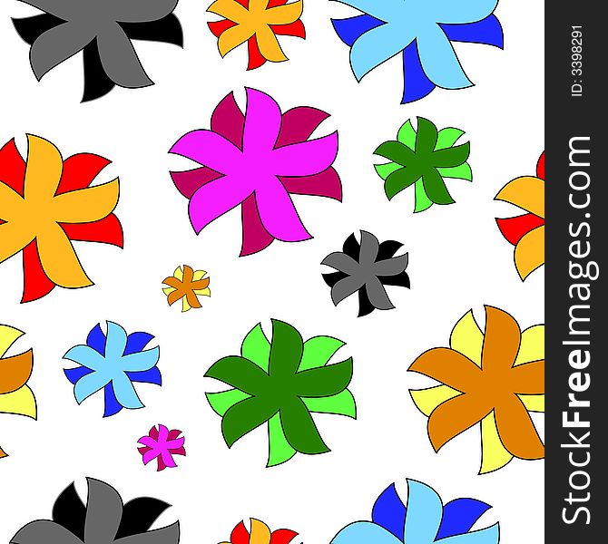 Seamless vivid, colorful, repeating floral background