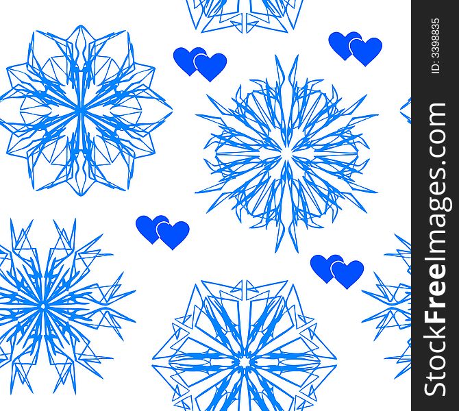 Seamless vector wallpaper with snowflakes and hearts. Seamless vector wallpaper with snowflakes and hearts