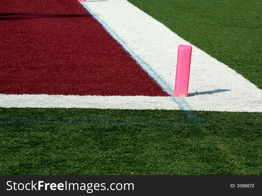 The backline of a Football end zone