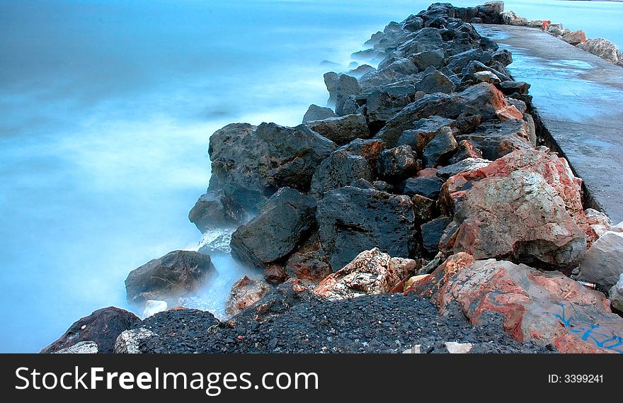 Rocks and blue sea