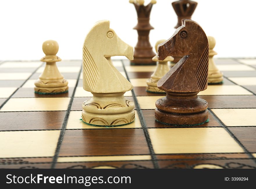 Variants chess composition on white background