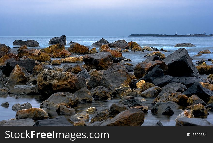 Rocks and blue sea