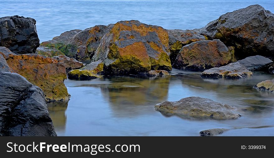 Rocks and blue sea