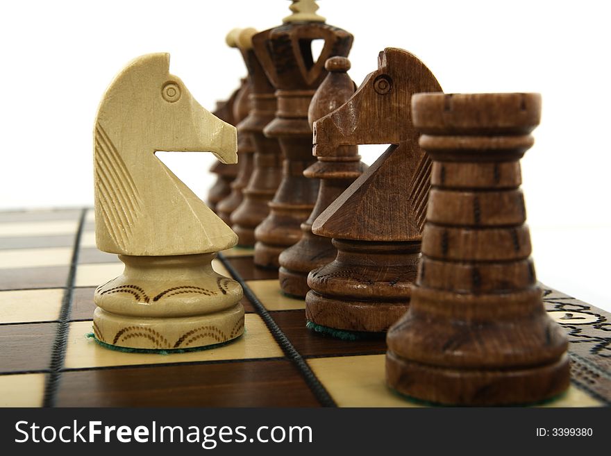 Variants chess composition on white background