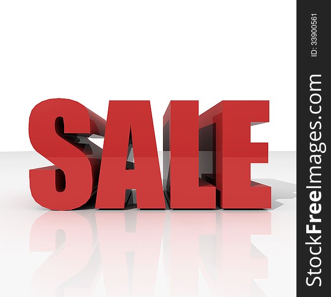 3d red text SALE on white background